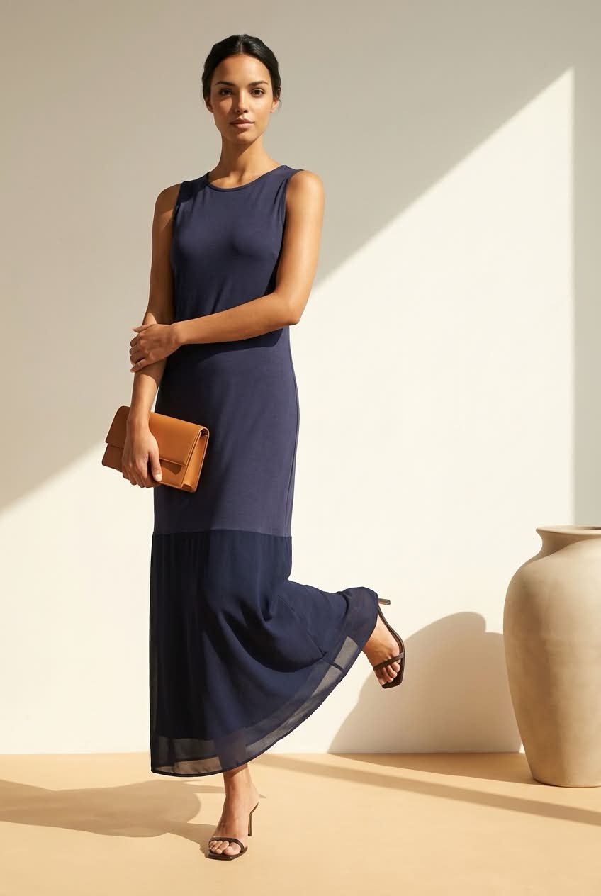 Long Line Lounge Dress - Deep Blue