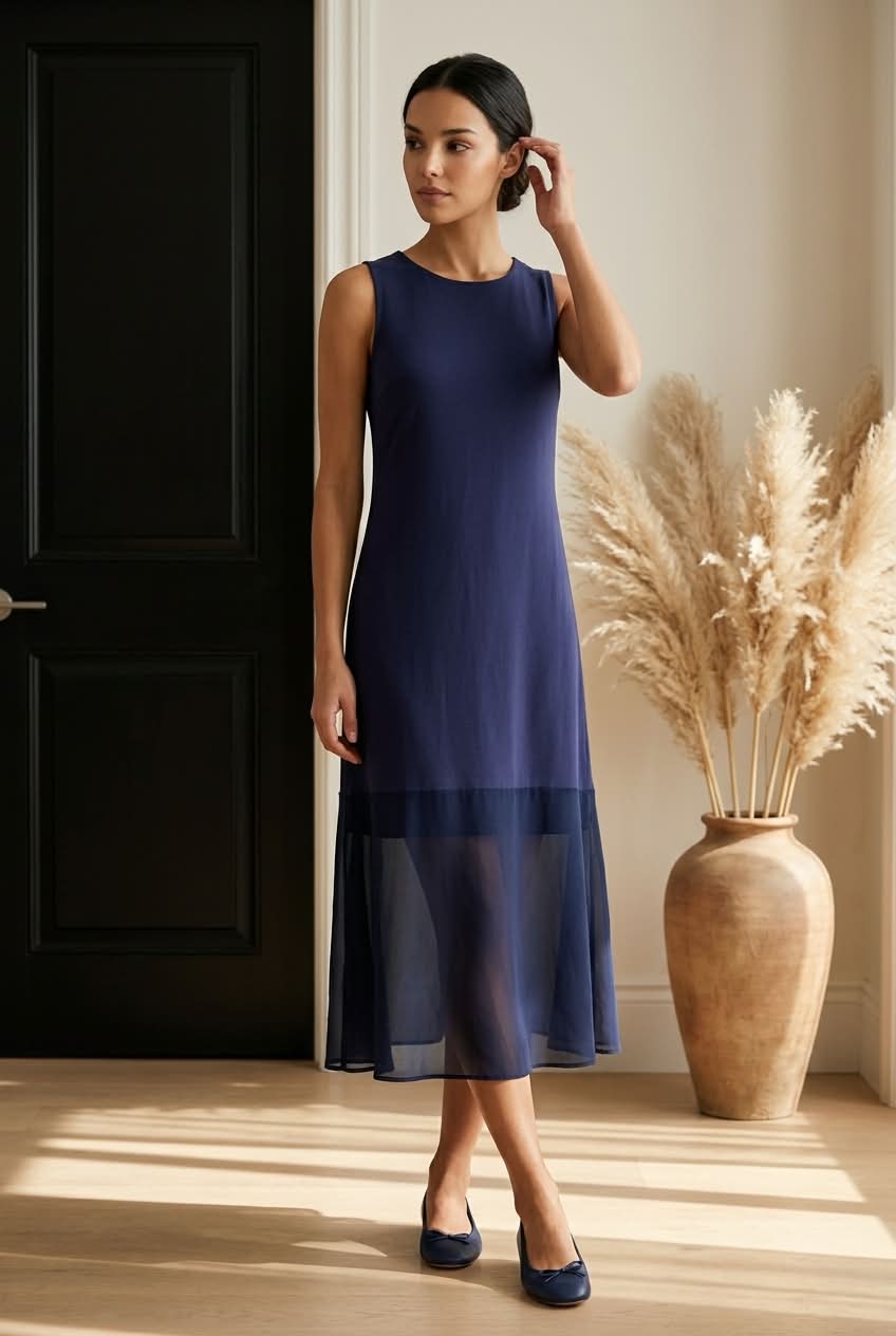 Long Line Lounge Dress - Deep Blue