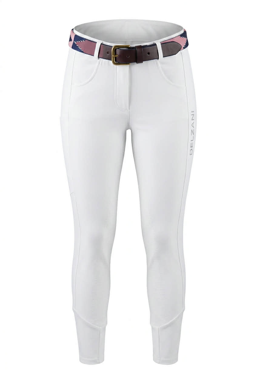 Pull on Breeches with Silicone Grip - White
