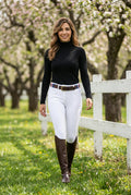 Pull on Breeches with Silicone Grip - White