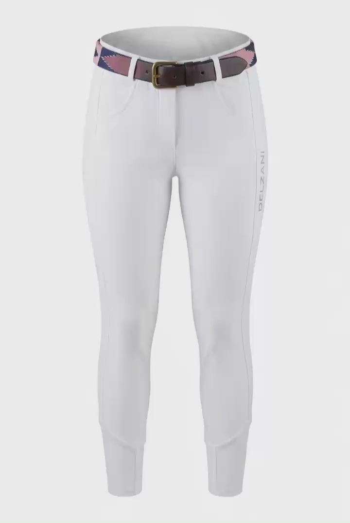 Pull on Breeches with Silicone Grip - White